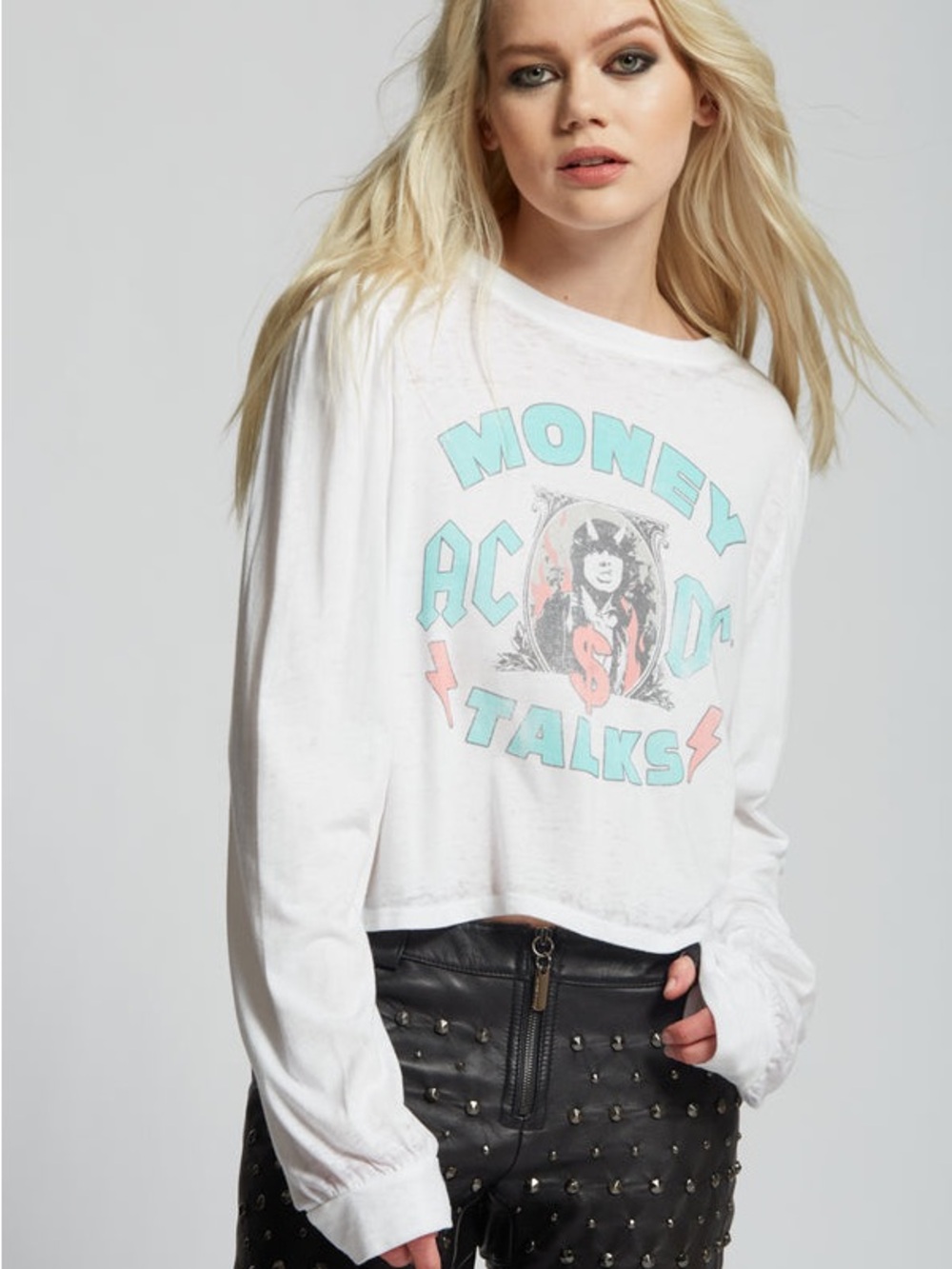 Recycled Karma NWOT AC/DC Moneytalks Vintage Graphic Puff Sleeve
